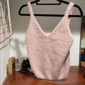 Pink fuzzy tank top